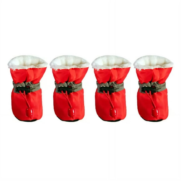 GASTROPOD 4Pcs Dog Shoes Safety Reflective Straps Dog Boots Soft Rubber Sole Dog Booties Adjustable Elastic Strap Dog Rain Boots 5.3x4.7cm,Red