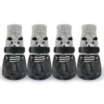 GASTROPOD 4Pcs Dog Shoes Soft Cotton Knit Dog Boots Cute Bear Design Waterproof Rubber Sole Dog Booties 6x4cm,Black