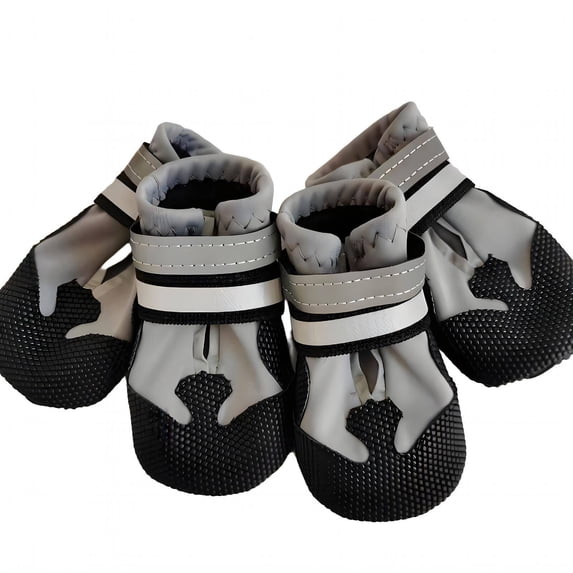 GASTROPOD 4Pcs Dog Shoes Waterproof Anti-Slip Soft TPR Sole Dog Boots Winter Protection Dog Boots for Winter 6x5.5cm,Gray