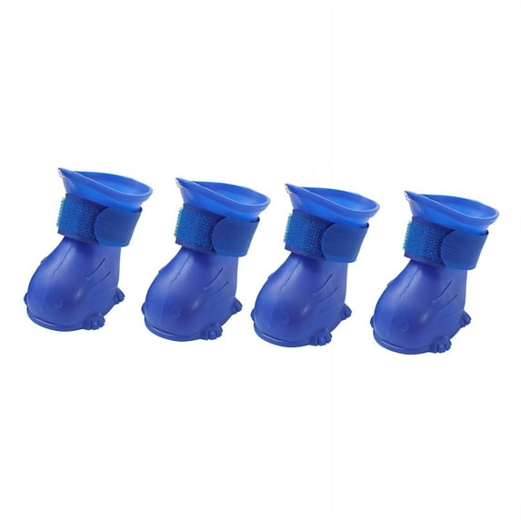 GASTROPOD 4Pcs Dog Shoes Waterproof Non-Slip Sole Dog Boots Soft TEP Material Easy to Clean Dog Socks Comfortable Fit Dog Rain Boots 4x3.5cm,Blue