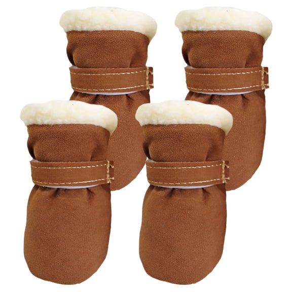 GASTROPOD 4Pcs Dog Shoes XL, Winter Paw Protectors with Traction Soles, Brown Pet Booties