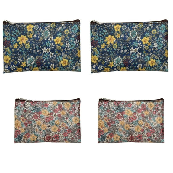 GASTROPOD 4Pcs Women’s Wallet,Practical Small Purse for Everyday Essentials,Secure Coin Purse with Vibrant Floral Print Design and Zipper Closure