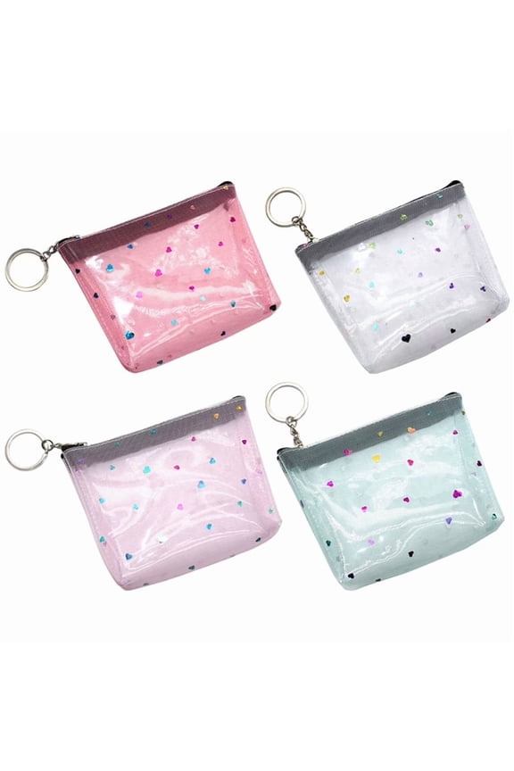 2026 New 4Pcs Small Purses Clear Coin Purse Small Wallet Zipper Wallet Women Change Purse for Shopping,Travel,School,Daily Use,Party