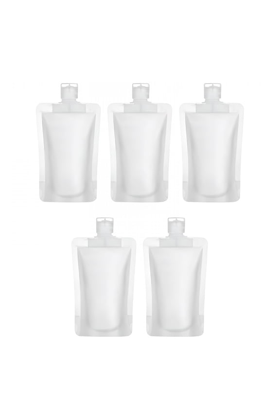 5 Pack Travel Pouches for Toiletries,Travel Size Portable Containers,Stand Up Pouch,Refillable Travel Accessories for Shampoo Conditioner Lotion Soap Liquids-Large Size