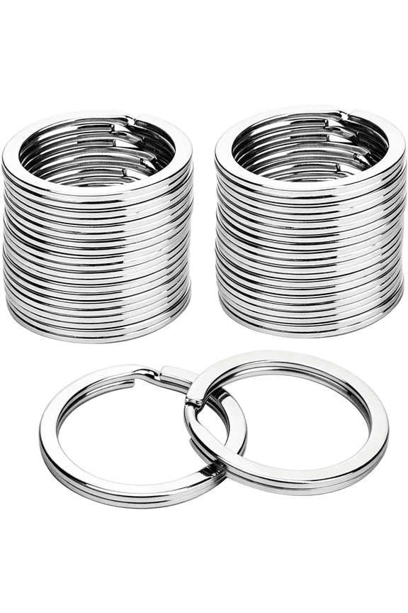 50-Pack 1 Inch Metal Key Rings(25Mm)-Silver Split Keychain Rings for Keys,Diy Crafts,Home,Car&Office Accessories-Durable Nickel Flat Keyrings Bulk