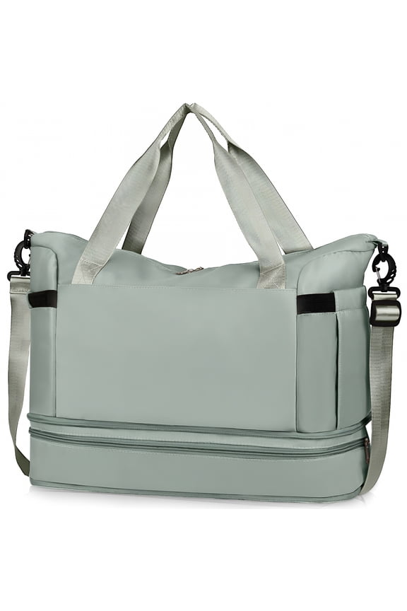 55L Duffle Bag with Shoes Compartment,Duffel Bags for Traveling,Gym Bag with Wet Dry Pocket for Women Men,Waterproof Weekender Bags Overnight Bag(Matcha Green)