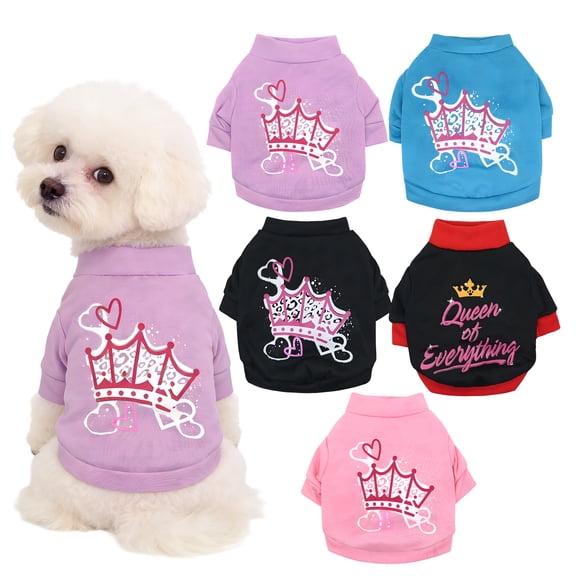 GASTROPOD 5Pcs Dog Shirt,Cotton Crew Neck Dog Clothes for Small Dogs,Small Dog Clothes Outfit for Small Dogs Bichon Pug,S