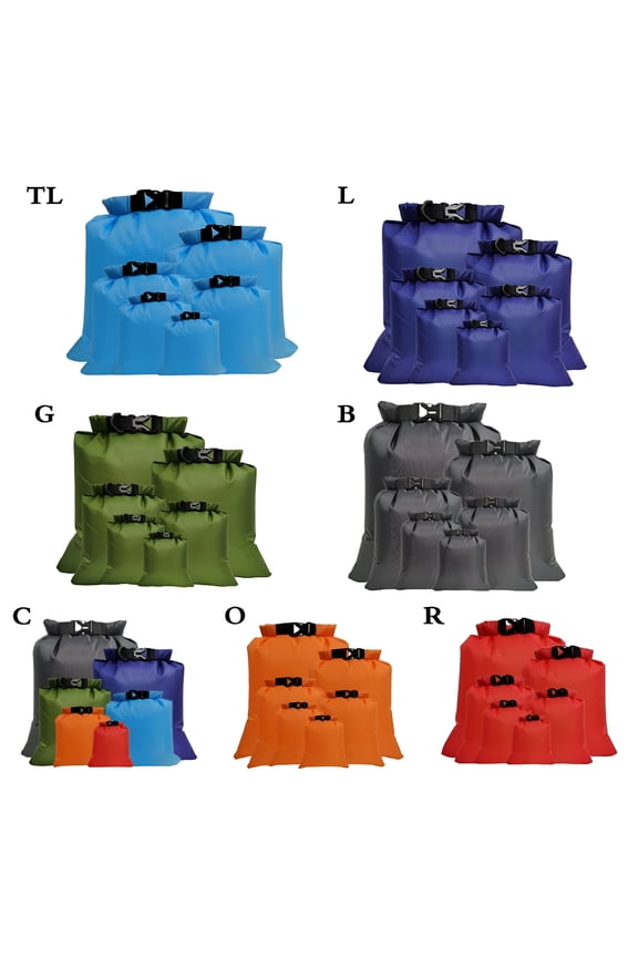 6 Pack Waterproof Dry Bags, Lightweight Outdoor Dry Sacks for Kayaking Rafting Boating Camping (1.5L, 2.5L, 3L, 3.5L, 5L, 8L)