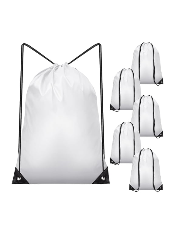 6 Pcs Drawstring Bags Bulk White Drawstring Backpack,String Backpack C" Sack Sport Gym Backpack Bags for Yoga Traviling Outdoor Sports,Versatile String Bag