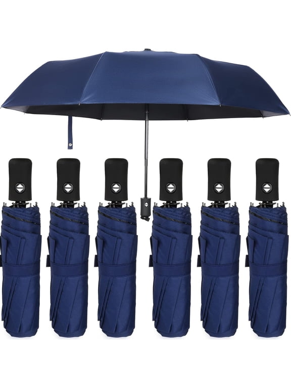 6 Pcs Windproof Travel Umbrella for Rain Compact Small Automatic Lightweight Portable Umbrella for Men Women Backpack Rain Umbrellas