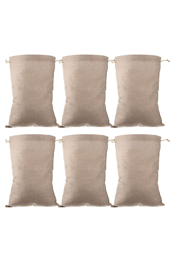6Pcs Reusable Burlap Drawstring Bags for Vegetables,Potatoes,and Food Storage - Breathable Linen Sacks for Home Organization,Burlap Bags,Grocery Bags,Shopping Bags,Reusable Bags