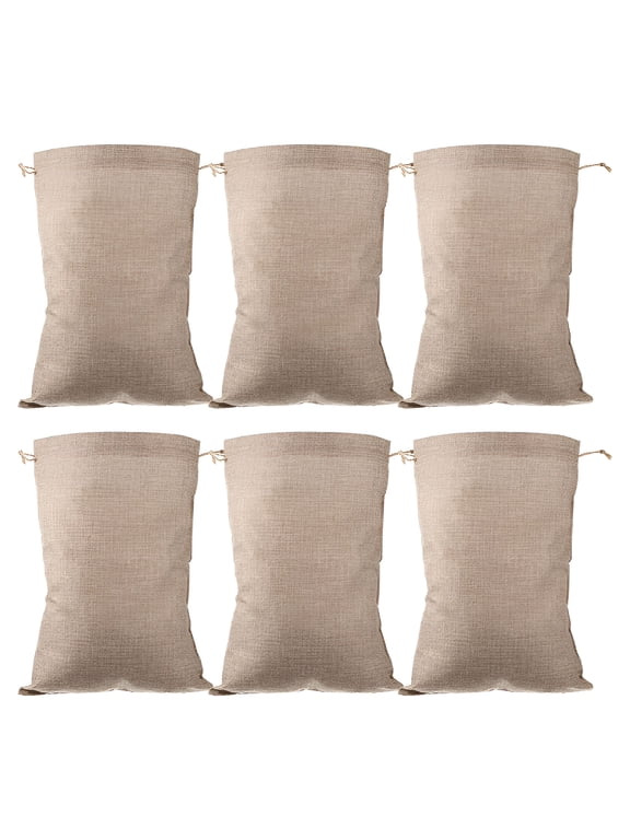 6Pcs Reusable Burlap Drawstring Bags for Vegetables,Potatoes,and Food Storage - Breathable Linen Sacks for Home Organization,Burlap Bags,Grocery Bags,Shopping Bags,Reusable Bags