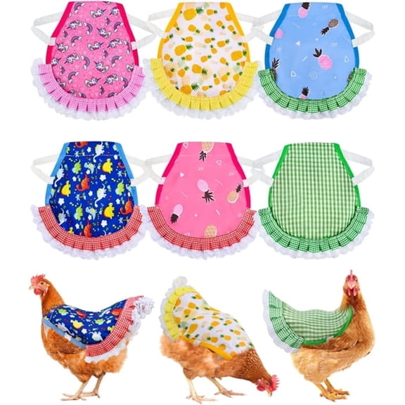 GASTROPOD 6Pcs Waterproof Chicken Saddle Hen Apron with Elastic Chicken Jacket Straps Hen Apron Poultry Protector Wing Back Protector Print Feather Protective Jacket