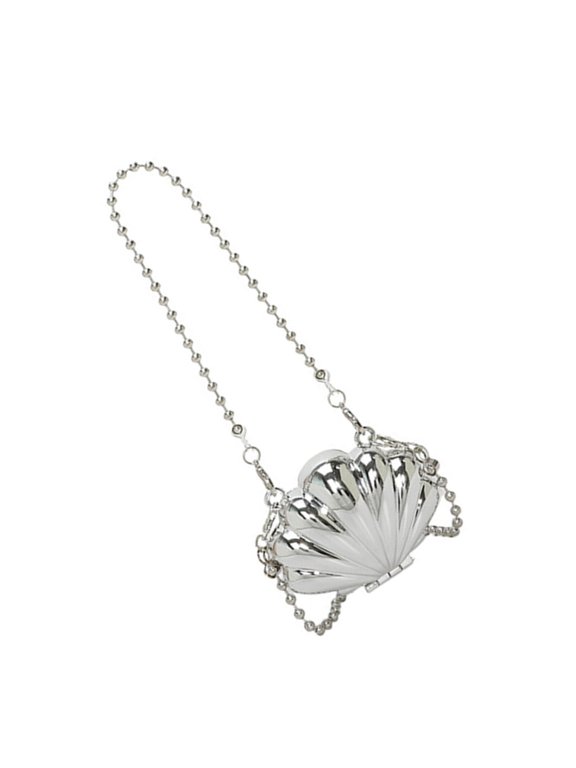 7829 Fashionable Mini Acrylic Purse Adorned Beaded Chain Shell Hard Case Use Shell Purse