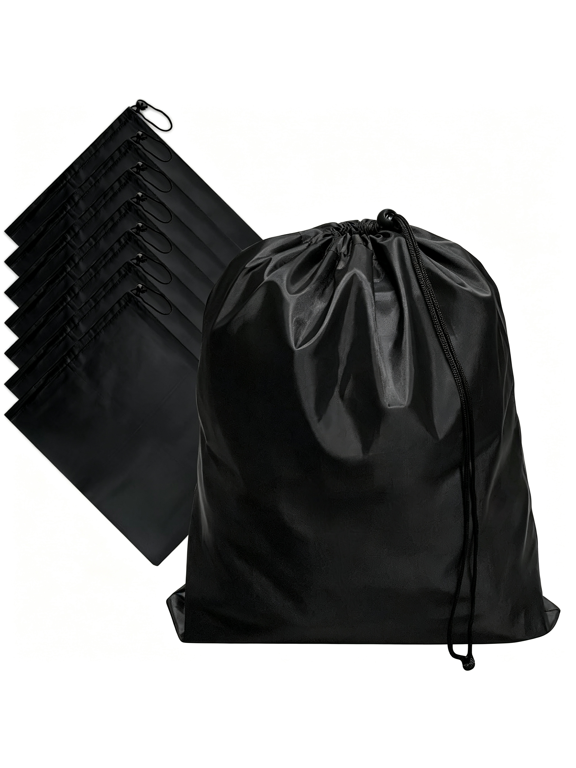 8-Pack Drawstring Bags with Toggle,Durable Nylon Backpack,C" Sack and Ditty Pouch for Gym,Sports,Travel,And Daily Use Durable Nylon Black Backpack