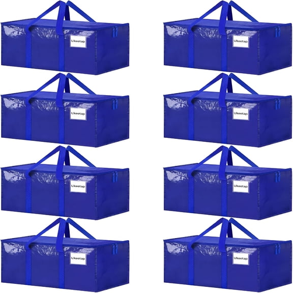 GASTROPOD 8 Pack Extra Large Heavy Duty Moving Bags,Storage Bins with Lids,Reinforced Handles&Heavy-Duty Zippers Moving Boxes Storage Bags Totes for Clothes Packing,Dorms,College Supplies