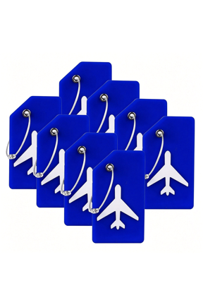 8 Pack Silicone Luggage Tags for Suitcases, Plane Travel Essentials | Suitcase Bag Name Tag, Tsa Approved, Stainless Loop, Privacy Protection, Luggage Identifiers Accessories, Blue