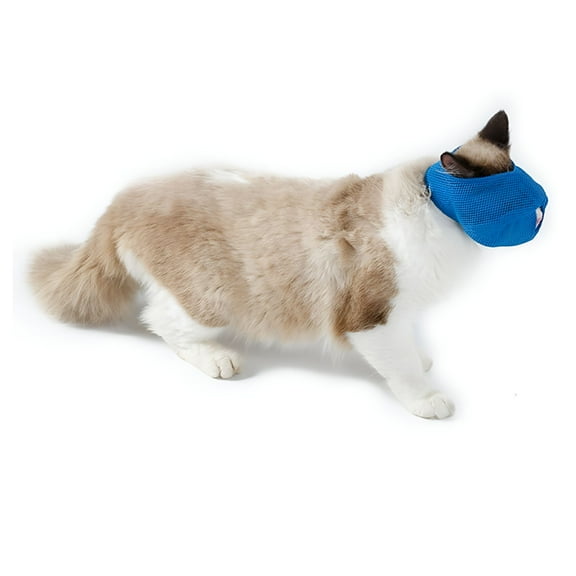 GASTROPOD Adjustable Breathable Mesh Cat Muzzle for Kittens and Adult Cats - Blue