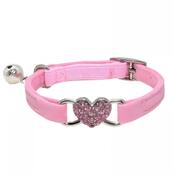 GASTROPOD Adjustable Cat Heart Collar,Rhinestone Decor,Fashion Collar,Pink