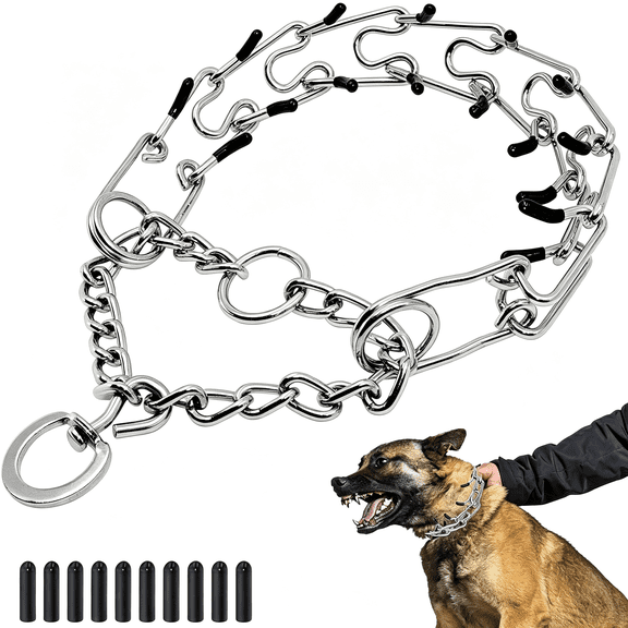 GASTROPOD Adjustable Dog Collar, Pinch Collar for Dogs,Dog Training Collar for Small Medium Large Dogs,Metal Prong Collar with Comfort Rubber Tips (Medium, 3.0Mm,19.6-Inch)