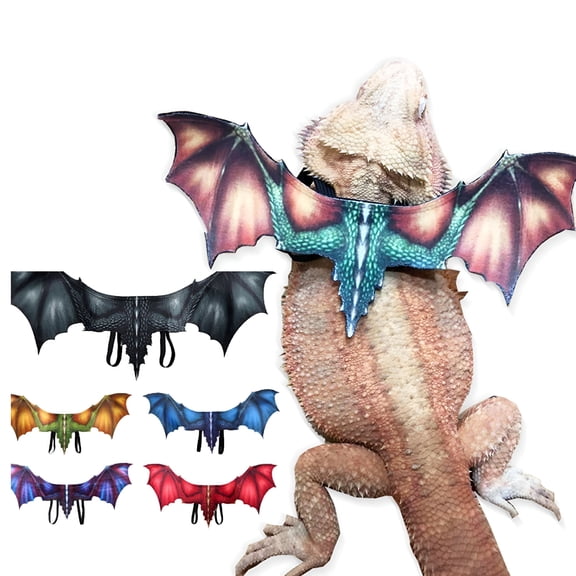 GASTROPOD Adjustable Lizard Leash with Wings, Faux Leather Bearded Dragon Harness, Reptile Walking Lead for Leopard Gecko, 3 Sizes