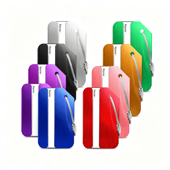 GASTROPOD Aluminum Luggage Tag for Suitcase,10 Pack Metal Luggage Tag | Luggage Identifier with Name Id Card and Steel Loop,Baggage Tags Privacy Protection Travel Essentials