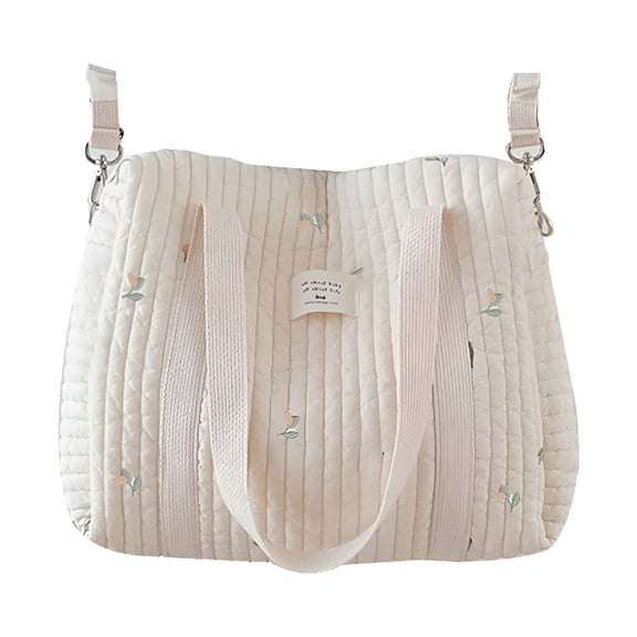 GASTROPOD Baby Diaper Bag with Stroller Straps, Large Quilted Shoulder Bag with Multiple Compartments for Diapers Bottles Wipes, Embroidered Nursery Tote for Mom Travel and Everyday Use