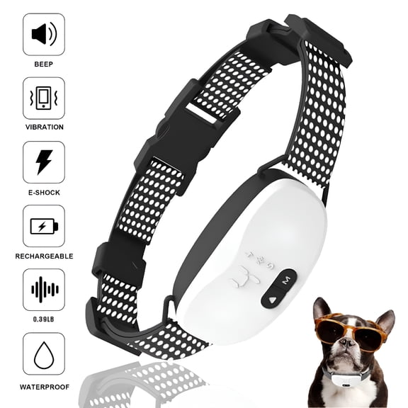 GASTROPOD Bark Collar for Dogs, 7 Adjustable Sensitivity and Intensity Beep Vibration for Small Medium Large Dogs, Bark Collar for Dogs in Humane Effective Training Methods (White)