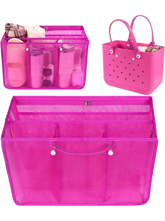 Beach Bag Organizer Insert Divider Forxlarge Bogg Bag Accessories Lightweight Mesh Inserts Pouch for Bog Bag Accessory,With 8 Removable Metal Fasteners,Organizing Rubber Tote Beach Bags