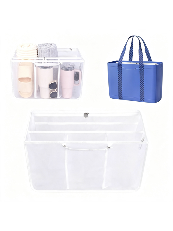 Beach Bag Organizer Insert,Tote Bag Accessories Compatible with Bag Andxlarge Bag Lightweight Mesh Divider Pouch with 7 Pockets Save Space