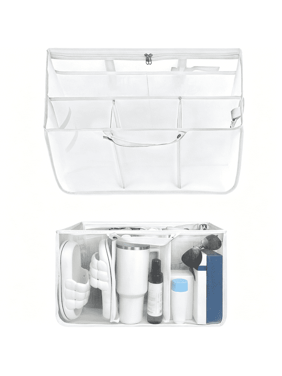 Beach Bag Organizer Inserts for Original Large Bag Accessories, Lightweight Mesh Insert Divider Pouch, Organizing Rubber Tote, Save Space, White Xl
