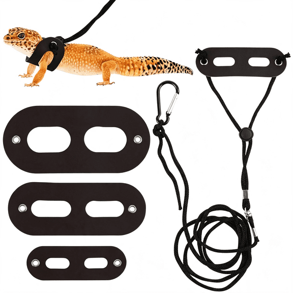 GASTROPOD Bearded Dragon Leash Set, Adjustable Reptile Harness Vest with Rope, Soft Leather and Nylon, for Lizard, Gecko, and Small Animals, Bearded Dragon Leash S, M, L