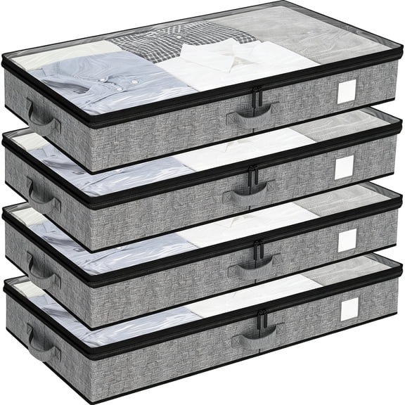 GASTROPOD Under Bed Storage Containers 4 Pack,Reinforced Underbed Organizer Below 4.5 Inches Low Profile Clothes Storage Bins with Sturdy Sidewalls and Bottom