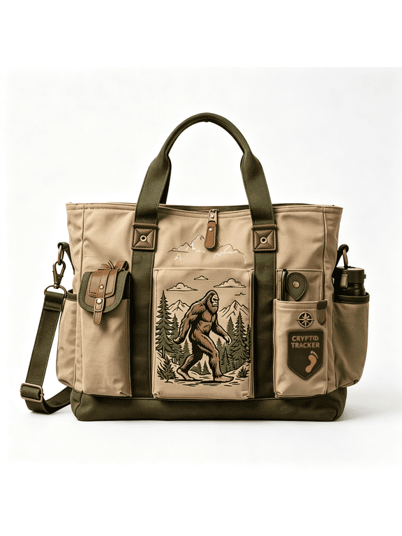 Bigfoot Wilderness Adventure Multifunctional Tote Bag,Canvas Tote Bag,Durable Canvas with Reinforced Handles for Heavy Loads Spacious Interior Perfect for Beach Days,Hiking,And Daily Carry