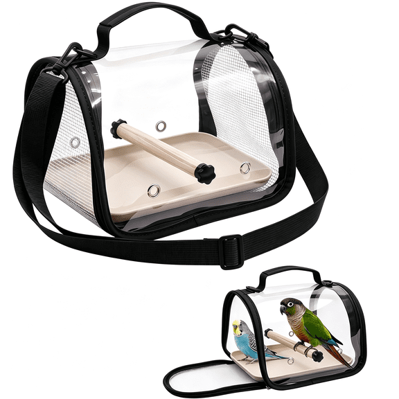 GASTROPOD Bird Carrier Backpack with Breathable Mesh Windows, Portable Parrot Travel Cage with Perch and Removable Tray, Hands Free Small Bird Carrier Bag for Vet Visits, Hiking, Travel