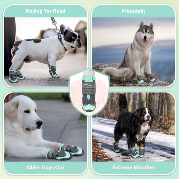 GASTROPOD Breathable Dog Boots, 4PCS with Reflective Strip, Paw Protector Fits All Sizes