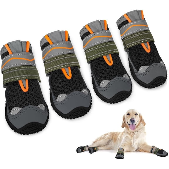 GASTROPOD Breathable Dog Boots,4Pcs with Reflective Strip,Paw Protector Fits All Sizes