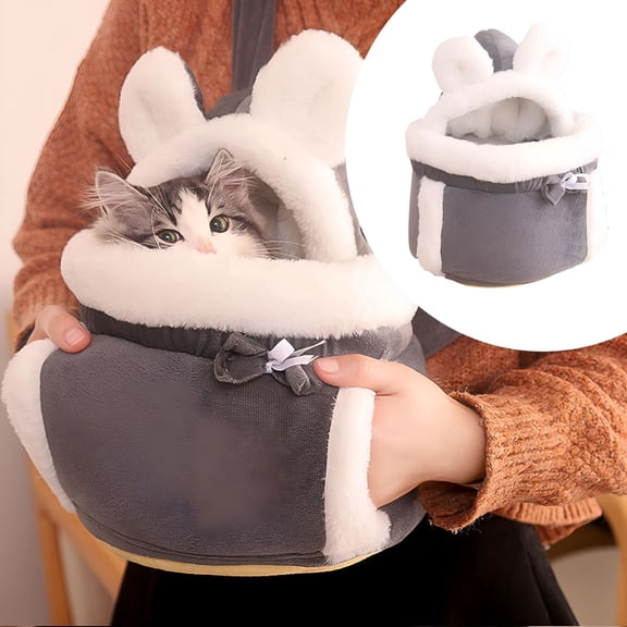 GASTROPOD Breathable Medium Large Cats Carrier Bag Warm Shopping Carrying Sightseeing Pets Rabbit Travel Tote Cage Holder - Grey M