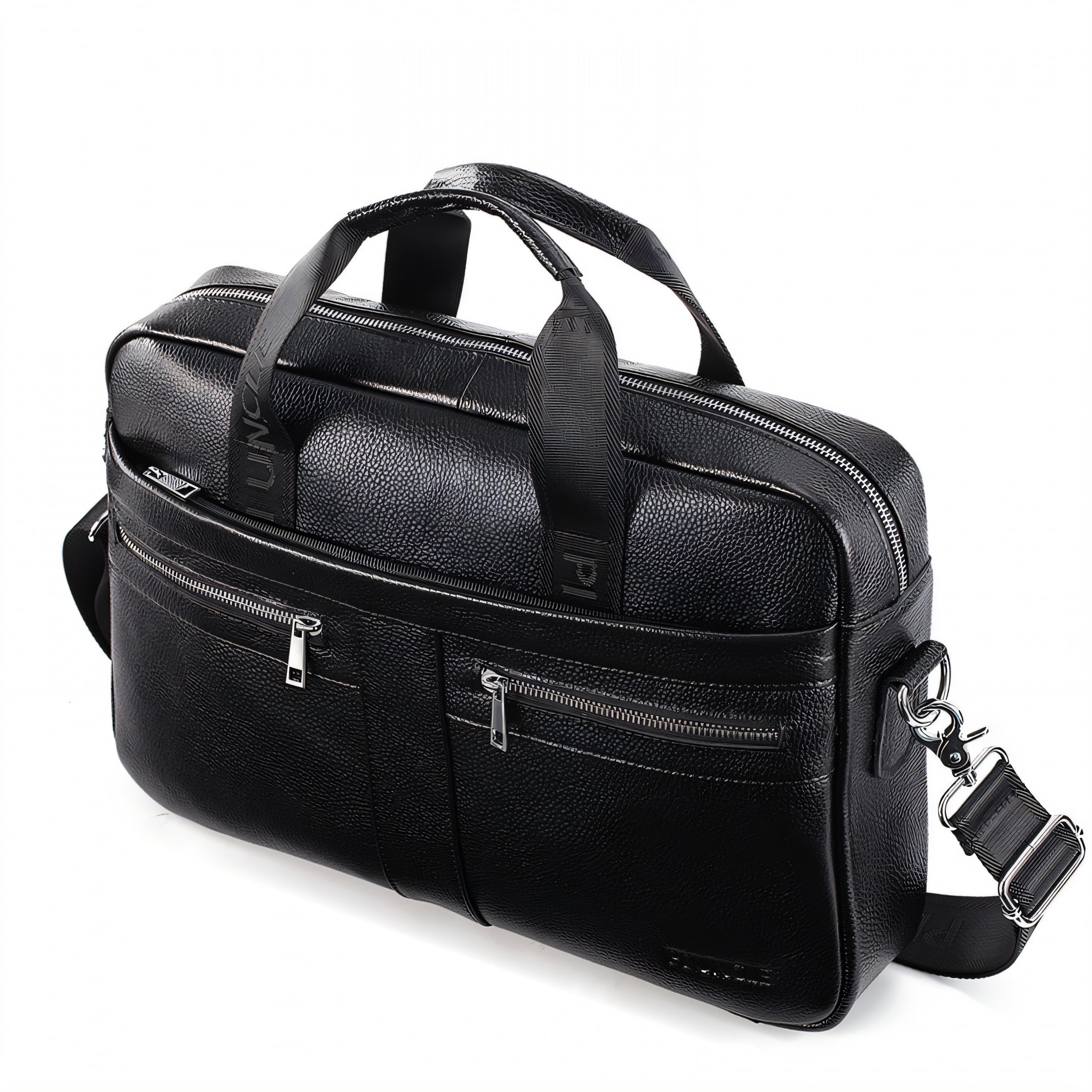 GASTROPOD Briefcases for Men,Genuine Leather Laptop Bag for Men,Zippered Pockets Messenger Bag for Men,Black