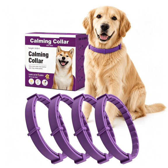 GASTROPOD Calming Collar for Dogs 4 Pack,Waterproof Dog Calming Collar for Anxiety and Stress Relief,Long-Lasting 60-Day Pheromone Collars for Dog,Adjustable for Medium Big Dogs (Purple,Large)