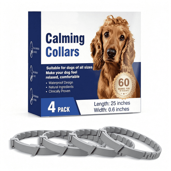 GASTROPOD Calming Collar for Dogs 4Pcs Dog Pheromone Calm Collars Relief Anxiety Stress Separation Lasts 60 Days Relieve Bad Behavior 25In Size Flexible Adjustable for All Small Medium and Large Dog