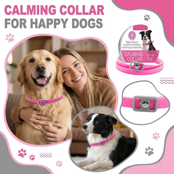 GASTROPOD Calming Collar for Dogs and Cats,Pheromone Calm Collars Relief Anxiety Stress Separation Lasts 60 Days,Suitable for Small Medium and Large Pets(Pink,S)