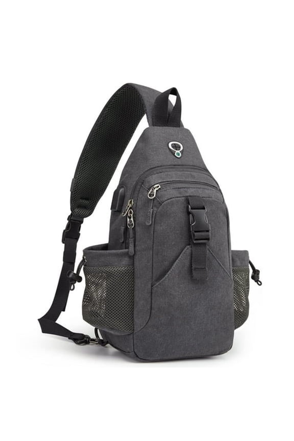 Canvas Sling Bag,Hiking Backpack Small,Crossbody Backpack with Usb Charging Port&Rfid Blocking,Hiking Daypack Chest Bag for Women Men