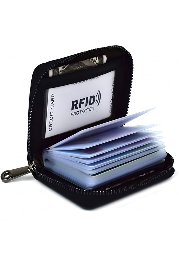Card Holder for Women Men Small Wallets Credit Card Case Money Organizers, 20 Slots, Coffee