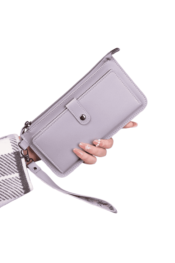 Card Holderfor Women,Multiple Card Slotsfor Hand Holding Minimalist Wallet,Multifunctional Zipper Leather Wallet,Purple