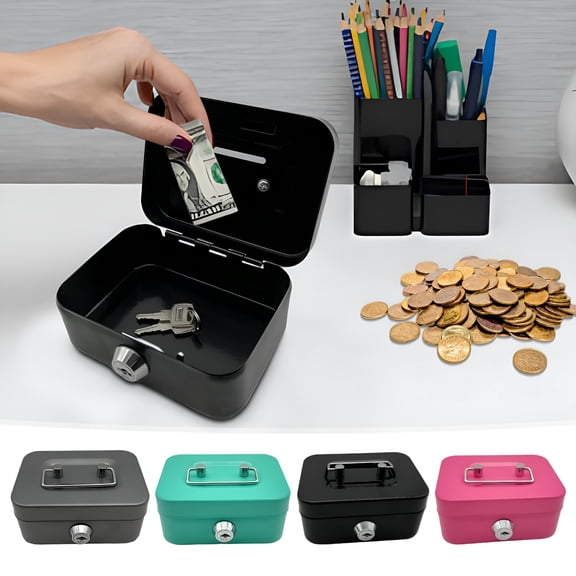 GASTROPOD Cash Box, Money Box, Small Safe with Key, Portable Metal Money Box, Small Money Box, Cash Box with Lock and Slot, Metal Cash Box Key Lock Security Box (Black 4.532In)