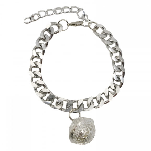 GASTROPOD Cat Chain Collar with Bell,Lightweight Metal Necklace with Extension Chain,Wide Link Jewelry for Cats and Dogs (Silver,S)