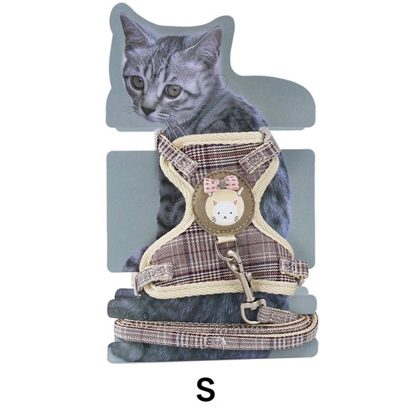GASTROPOD Cat Harness,Fashionable Design Cat Walking Jacket,Adjustable Harness Kitten Collar,Brown,S