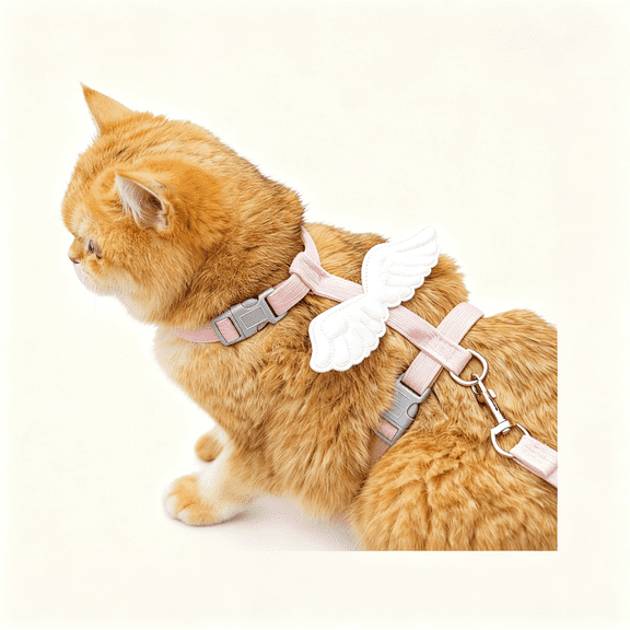 GASTROPOD Cat Harness and Leash Set Escape Proof Comfortable Lightweight Adjustable Strap for Walking,Travel,Kitten,Puppy,Rabbit(Escape Proof Kitten Harness and Leash Set White Wing)