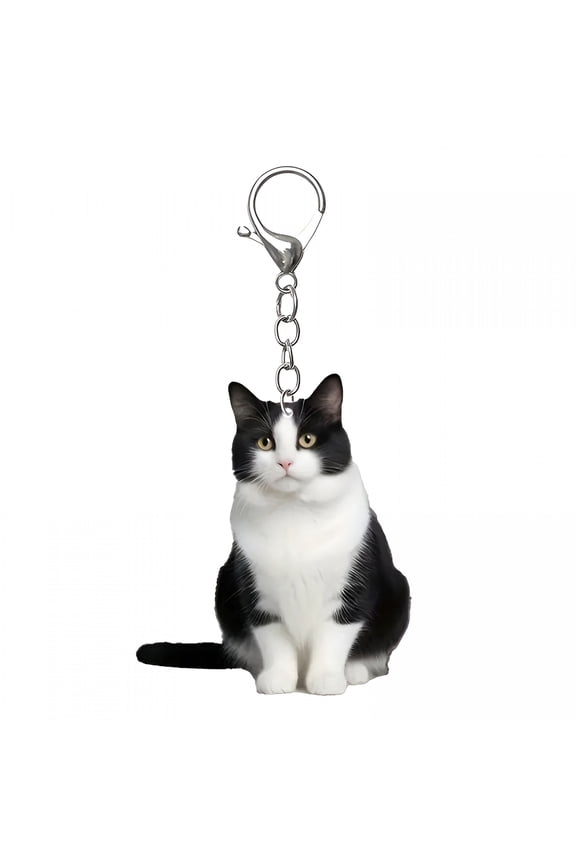 Cat Keychain Double Sided - 2D Flat Acrylic Pet Hanging Decoration, Lifelike Cat Keyring Accessories for Car Mirror, Window, Backpacks